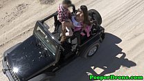 Drone peeps on sex in jeep