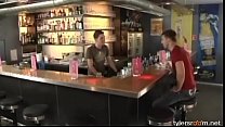 Young guys have gay sex on a bar top