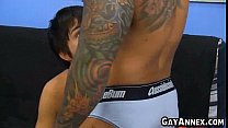 Twink gets fucked by matutre tattoed guy