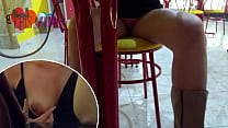 Cristina Almeida's husband recording her showing herself in an cream parlor