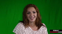 Redhead eurobabe gets spanked in public and fucked after