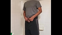 Alan Prasad bathroom cumshot jerk off. Hot dude strips off and masturbates. Horny handsome hunk wanks his junk