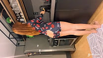 Young redhead dressed as halloween at home calls the neighbor a big dick to fuck her