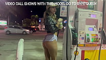 Cute amateur teen tease the public in gas station